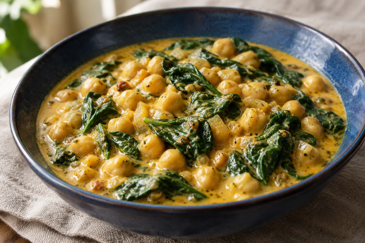 Curry de pois chiches aux épinards