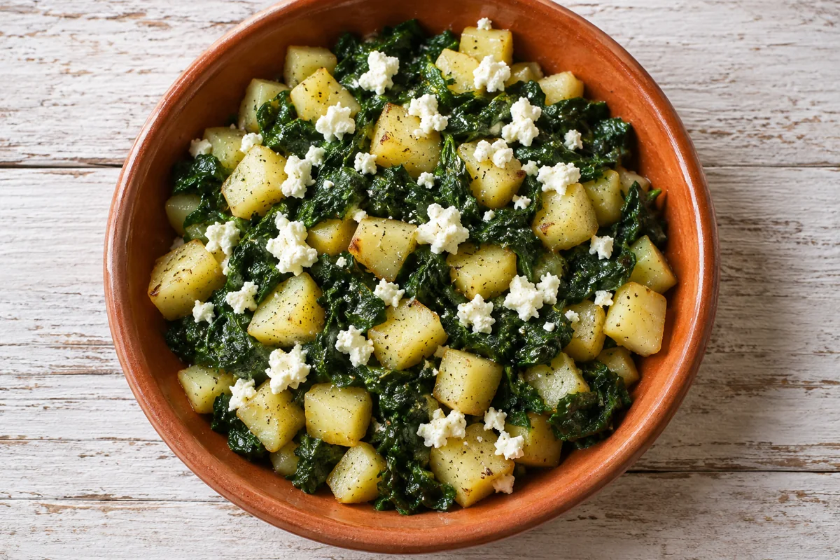 Poêlée de pommes de terre aux épinards
