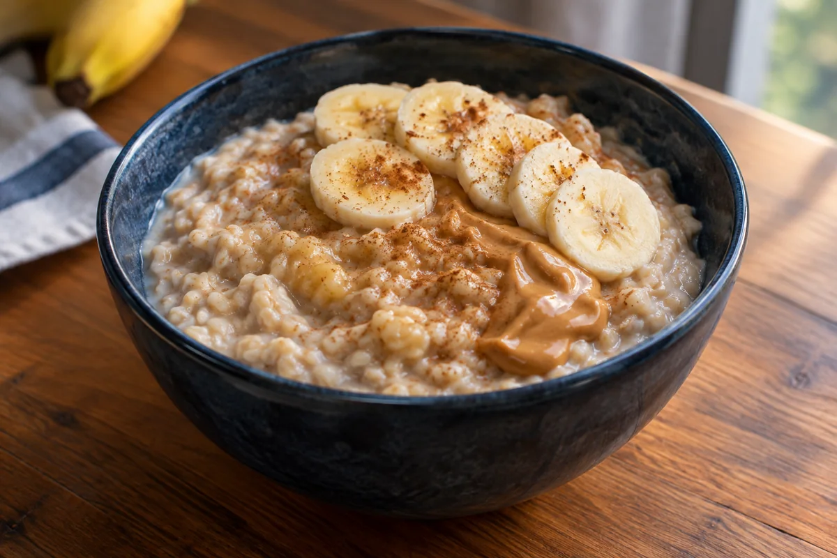 Porridge banane et cacahuète
