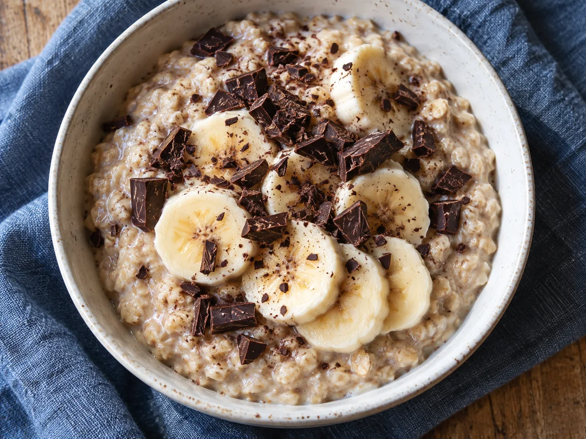 Porridge banane et chocolat