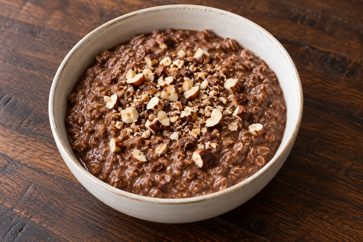 Porridge au chocolat fondu et aux noisettes