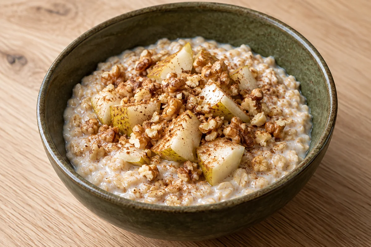 Porridge crémeux à la poire et aux noix