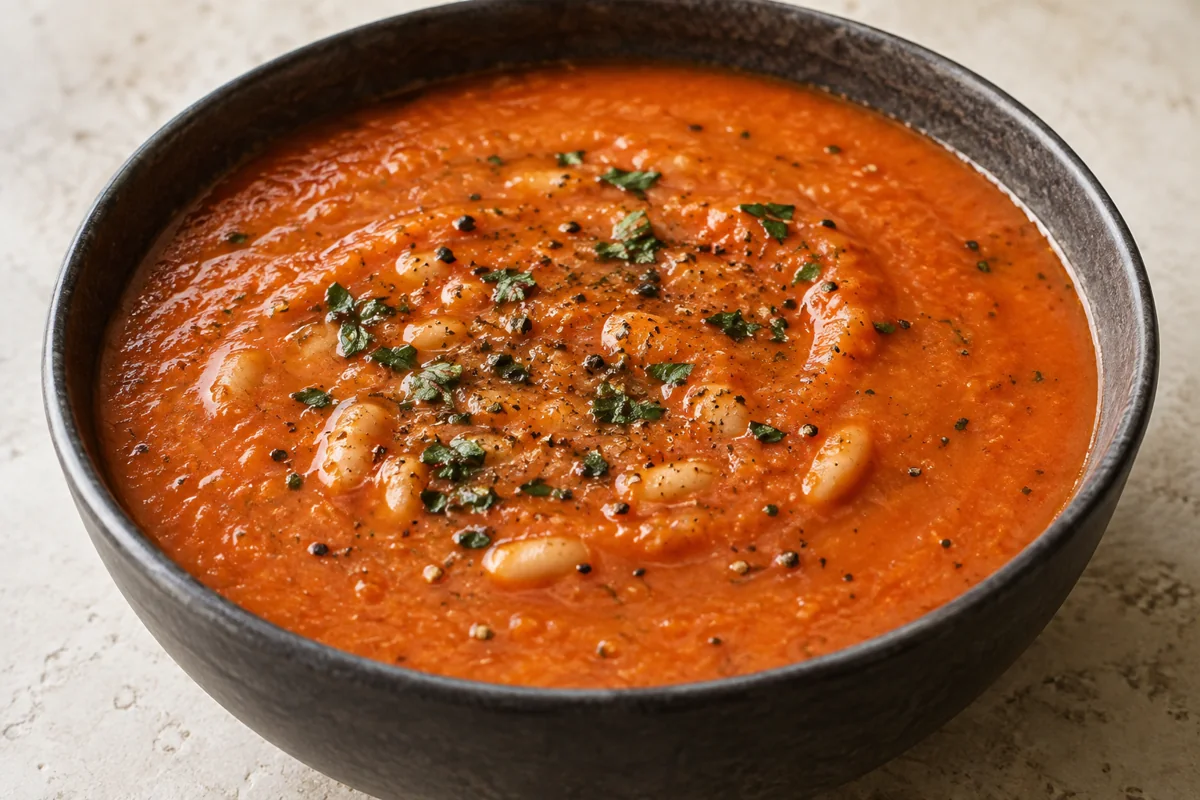 Soupe de tomates et haricots blancs