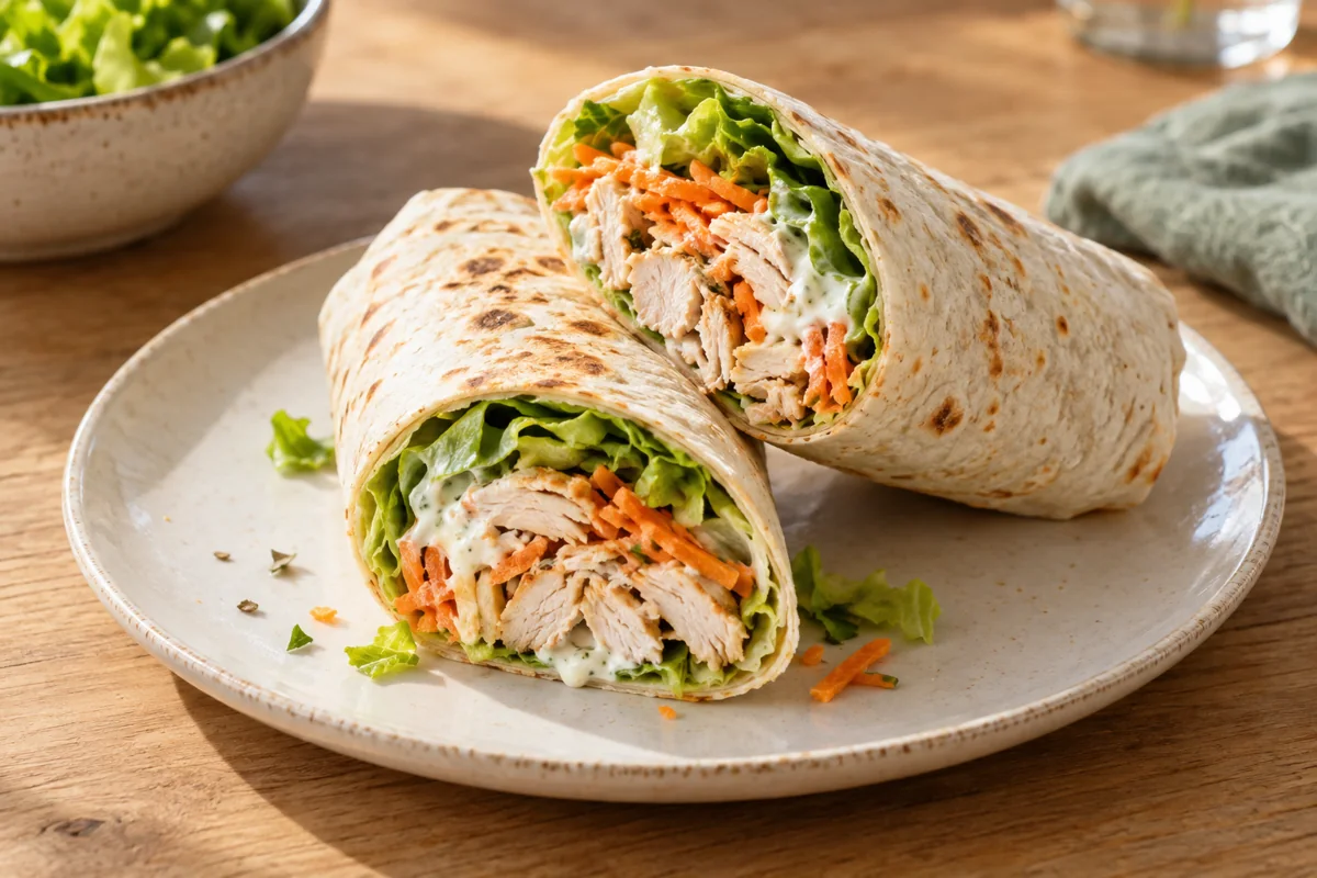 Wraps au poulet et crudités