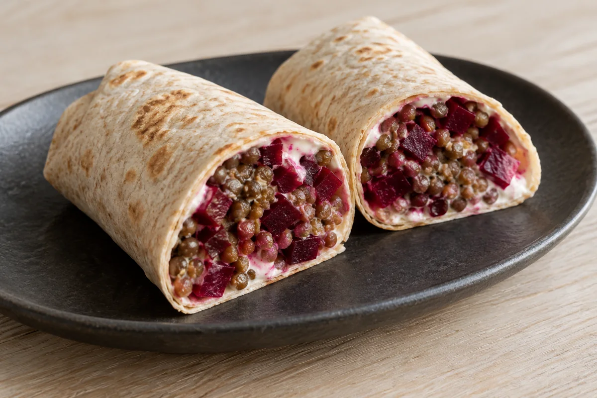 Wraps lentilles et betterave